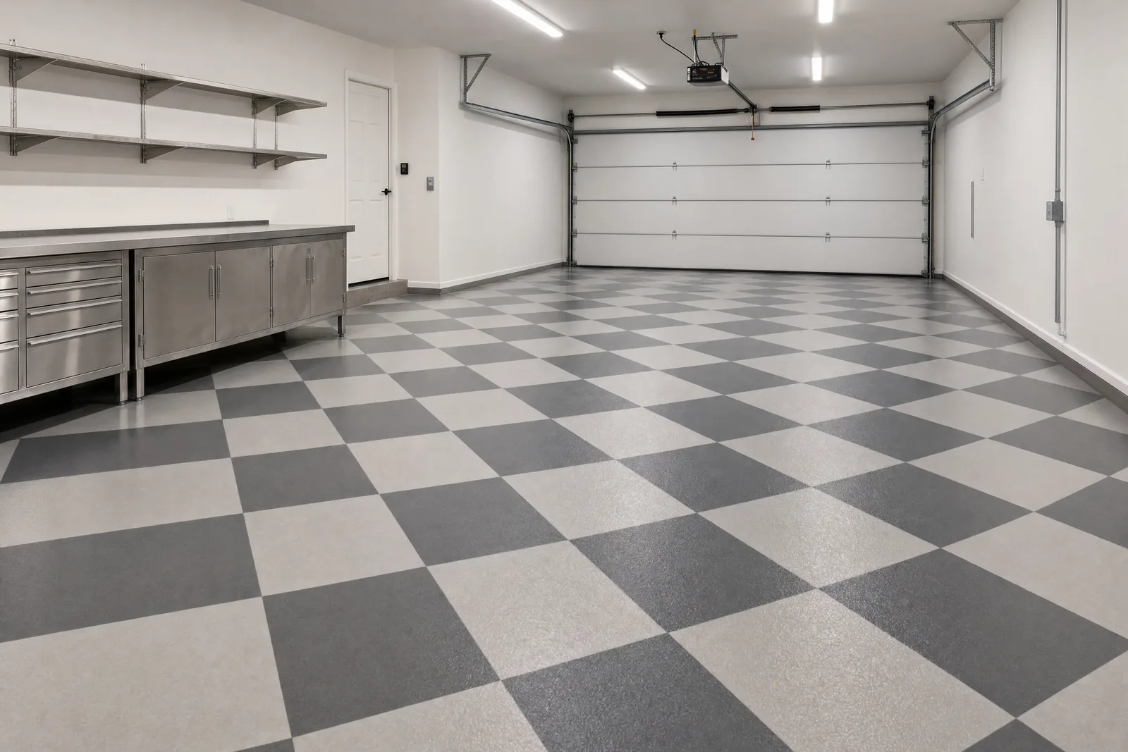 Grey and charcoal diamond pattern floor