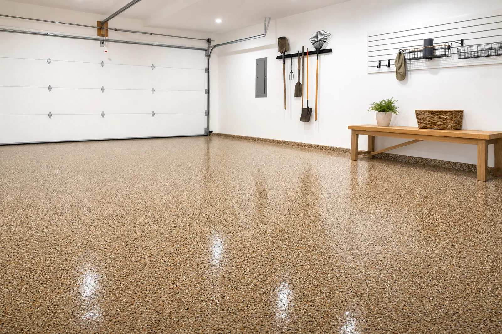 Earthtone beige rust and brown flake blend